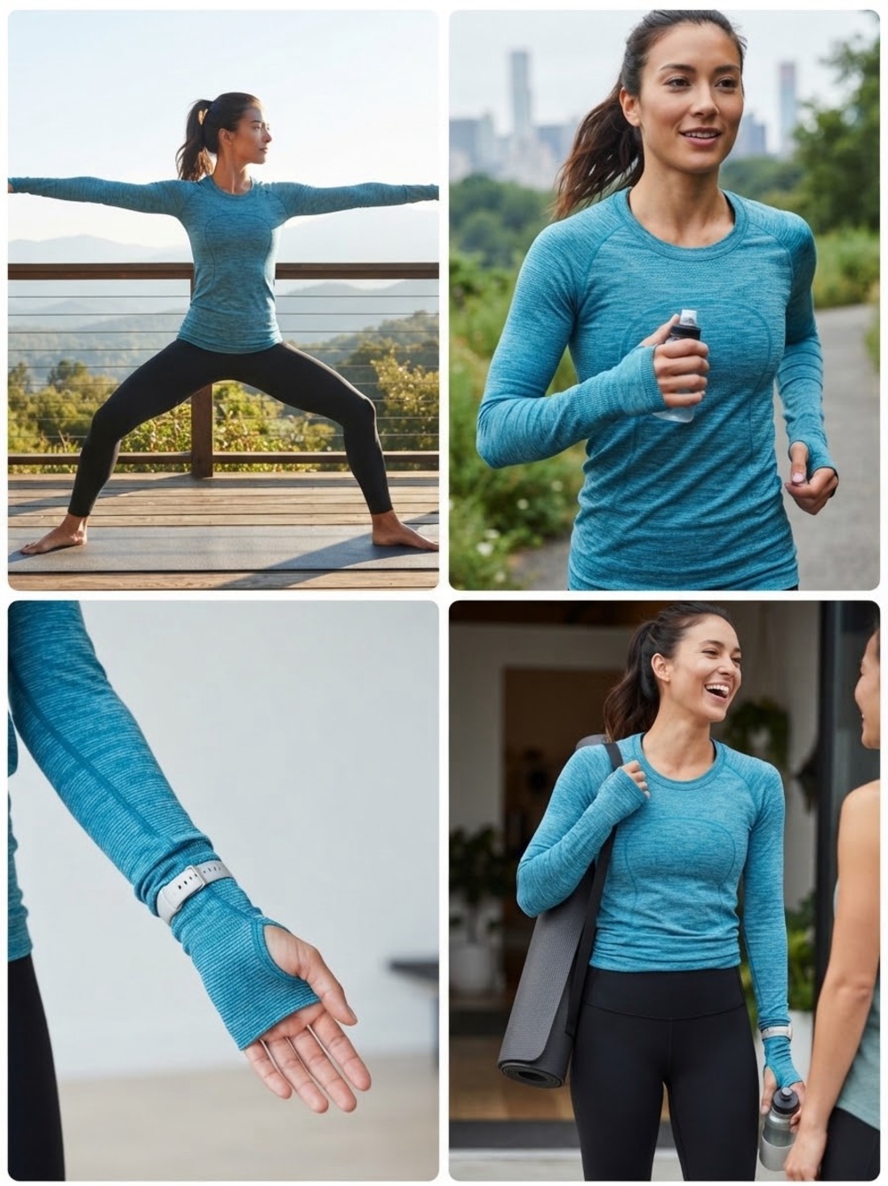 Lululemon Turquoise Blue Space Dye Swiftly Tech Long Sleeve Size 6